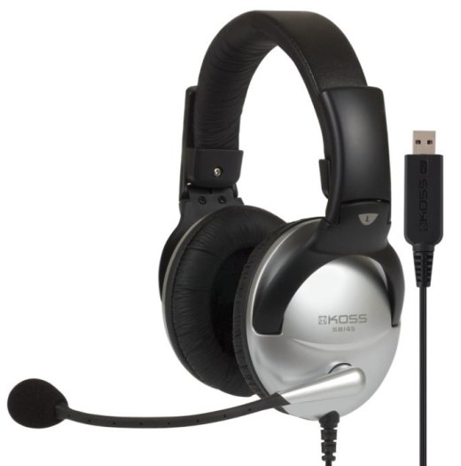 Koss Gaming headphones SB45 USB Wired On-Ear Microphone Silver/Black Noise canceling