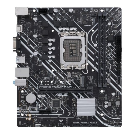 Asus PRIME H610M-K D4 Processor family Intel Processor socket LGA1700 DDR4 DIMM Memory slots 2 Supported hard disk drive interfaces SATA, M.2 Numbe...