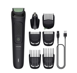 PHILIPS Multigroom series 3000 8-in-1, Face and Hair MG3930/15 8 tools Self-sharpening steel blades Up to 60 min run time Rinseable attachments