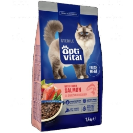 OPTIVITAL Sterile With fresh salmon - dry cat food - 1,4kg