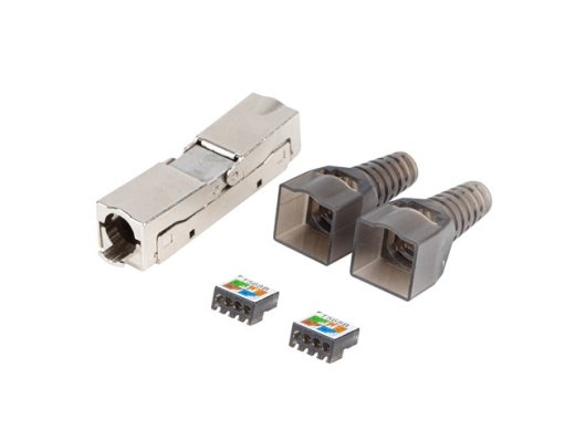 Lanberg 2X RJ45 CAT6A FTP Plug 8P8C Tool-less Adapter PL2SA-6000TL Silver/Transparent