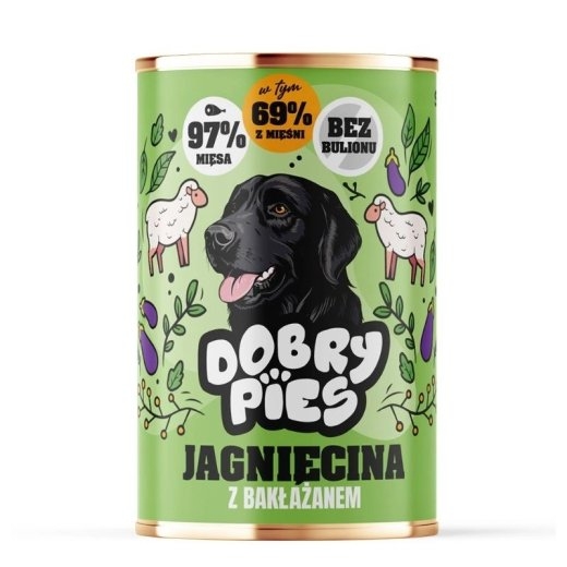 DOBRY PIES Lamb with eggplant - wet dog food - 400g