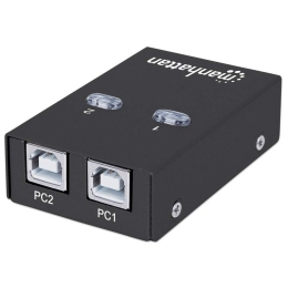 Manhattan USB-A Automatic Sharing Switch, 2x USB-B Ports, 480 Mbps (USB 2.0), Dual Control (Auto-Sensing or Manual), USB powered (no external power...