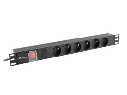 Power strip PDU rack 19 inch 1U 16A 6X 230V PL 2m black