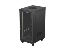 Lanberg Standing 19" 24U Rack Installation Cabinet 600×800 Black with Glass Door and LCD (Flat Pack) V2
