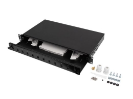 Fiber Optic Distribution Box 12XSC simplex/12XLC duplex rack 19 1U black + accessories