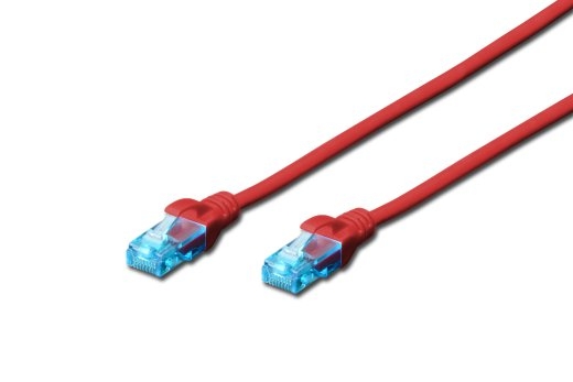 CAT 5e U-UTP Patch cord PVC AWG 26/7 Boots with kink protection, strain relief and latch protection Red 0.5 m Modular RJ45 (8/8) plug
