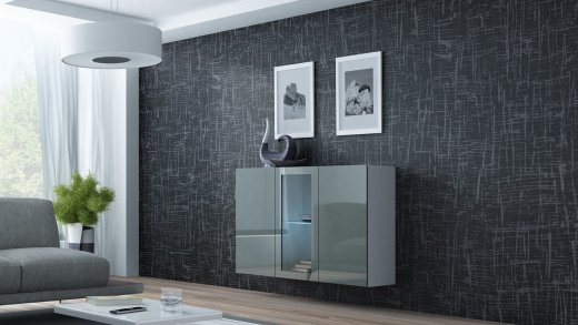 Cama Sideboard VIGO 90/120/38 white/grey glossy