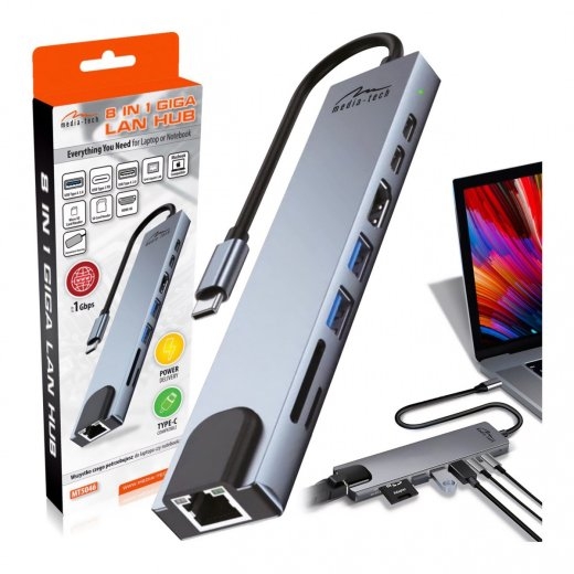 DOCKING STATION 8 IN 1 GIGA LAN HUB MT5046
