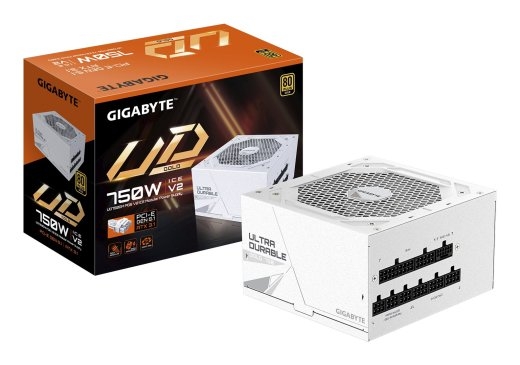 GIGABYTE UD750GM PG5 V2 ICE Power Supply Unit- PCIe Gen 5.1, 80 PLUS Gold, Fully Modular Design, 120mm Fan, ATX 3.1 compatible, Plug