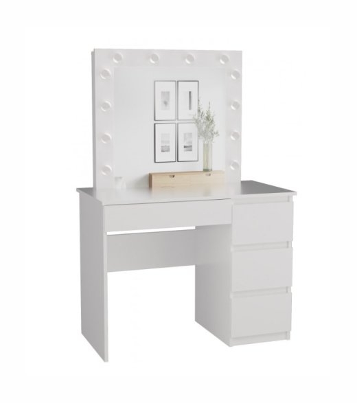 MIJAS DESK SET, RIGHT-HANDED, WHITE + MARINA MIRROR