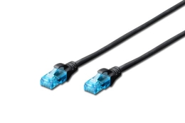 CAT 5e U-UTP Patch cord PVC AWG 26/7 Boots with kink protection, strain relief and latch protection Black 3 m Modular RJ45 (8/8) plug