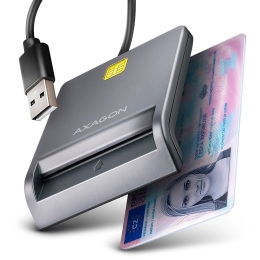 AXAGON Compact desktop USB contact Smart card/ID card reader with long USB-A cable CRE-SM3T