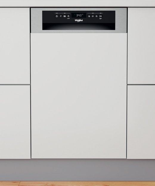 Whirlpool Dishwasher WSBO 3O34 PF X Built-in Width 45 cm Number of place settings 10 Number of programs 8 Energy efficiency class D Display Stainle...
