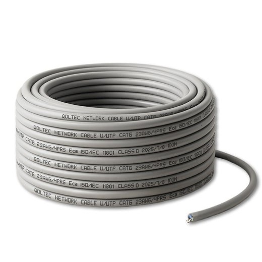Qoltec UTP patchcord cable CAT6 Copper Cu 100m grey