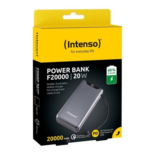 Intenso F20000 power bank - Li-pol - 24 pin USB-C, USB Type A - 20 Watt