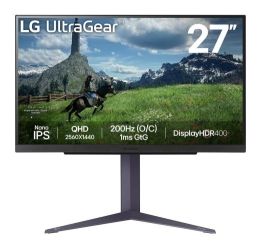 LCD Monitor LG 27" Panel IPS 2560x1440 16:9 180Hz 1 ms Pivot Height adjustable Tilt Colour Black 27GS85Q-B
