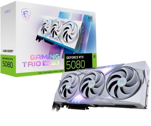 MSI GAMING GEFORCE RTX 5080 16G TRIO OC WHITE graphics card NVIDIA 16 GDDR7