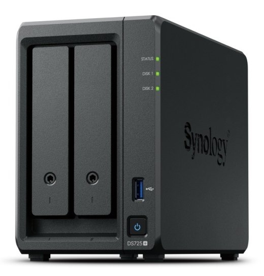Synology Server DS725+ 2x0HDD 4GB DDR4 AMD R1600 1x1GbE 1x2,5Gbe 3Y
