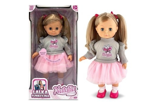 Natalia doll in a gray sweater, speaks Polish, 39 cm