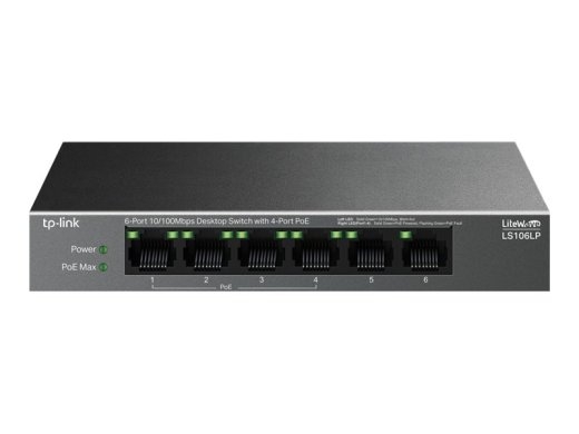TP-LINK 6-Port 10/100 Mbps Desktop Switch with 4-Port PoE LS106LP Unmanaged Desktop