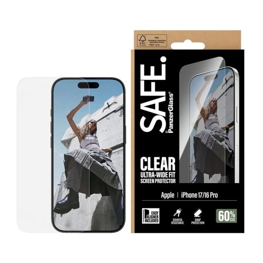 PanzerGlass Screen protector Apple iPhone 16 Pro/iPhone 17 Transparent Ultra-Wide Fit w. EasyAligner