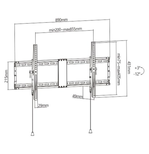 TV SET ACC WALL MOUNT 43-90"/WM-90T-01 GEMBIRD