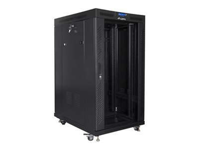Lanberg Rack cabinet 19" free-standing 22U/800x1000 (flat pack) with glass door FF01-8022-12BL Black