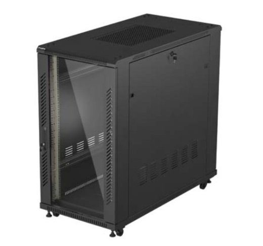 Lanberg 19" 22U 600x1200 black floor-standing rack cabinet with glass doors (flat pack)
