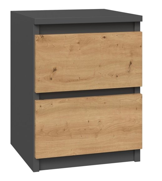 Topeshop M2 ANTRACYT/ARTISAN nightstand/bedside table 2 drawer(s) Anthracite, Oak, Wood