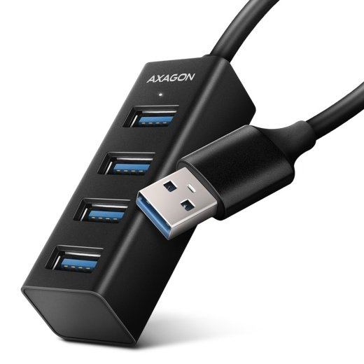 Axagon MINI hub HUE-M1A 4x USB3.2 Gen 1, metal, 20cm USB-A cable