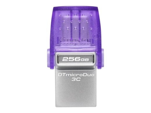 Kingston USB-Stick DataTraveler microDuo 3C - USB 3.2 Gen 1 (3.1 Gen 1) - 256 - purple/stainless steel