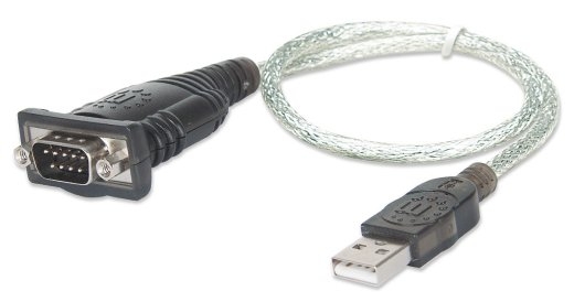 Manhattan USB-A to Serial Converter cable, 45cm, Male to Male, Serial/RS232/COM/DB9, Prolific PL-2303RA Chip, Black/Silver cable, Three Year Warran...
