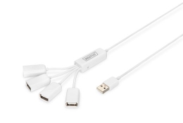 Digitus USB 2.0 Cable Hub, 4-Port 4x USB A/F, 1x USB A male, DC2.5mm (PSU not incl.) DA-70216