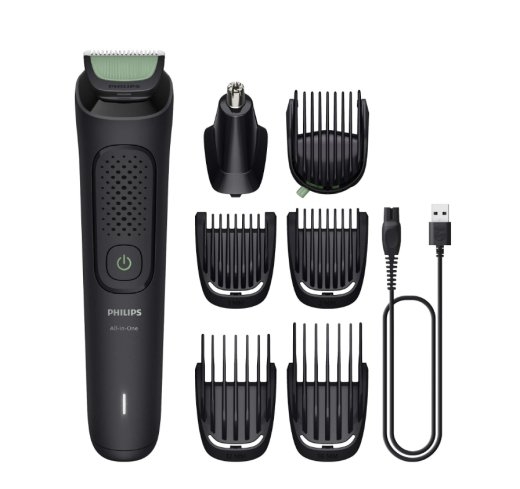 PHILIPS Multigroom series 3000 8-in-1, Face and Hair MG3930/15 8 tools Self-sharpening steel blades Up to 60 min run time Rinseable attachments