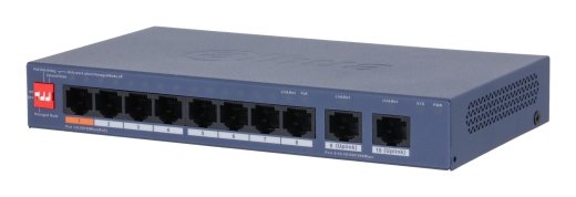 Switch DAHUA DH-CS4010-8ET2GT-60 8xRJ-45 ports RJ-45 Ports Type Fast Ethernet (10/100) 2xGigabit Ethernet (copper) ports quantity 8xPower over Ethe...