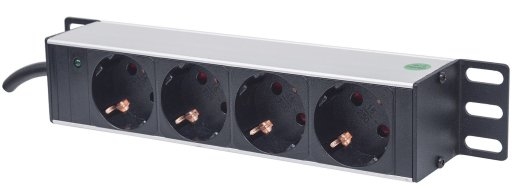 Intellinet 10" 1U Rackmount 4-Output Power Distribution Unit (PDU) CEE 7/3 Outlets, With Power Indicator, No Surge Protection, Built-in 1.8m Power...