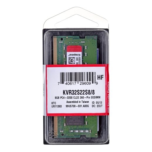 Kingston Technology ValueRAM KVR32S22S8/8 memory module 8 1 x 8 DDR4 3200 MHz
