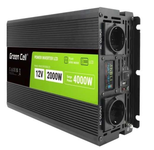 LCD converter 12V 2000W/4000W Pure sine with display