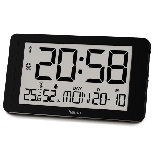 Wall clock black cuba digital