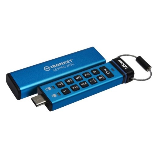 Kingston hardware-encrypted USB flash drive IronKey 200C - USB-C 3.2 Gen 1 - 16 - blue