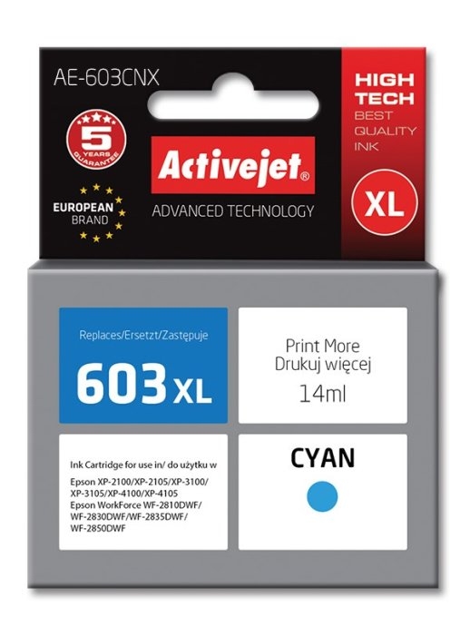 Activejet AE-603CNX ink (replacement for Epson 603XL T03A24; Supreme; 14 ml; cyan)