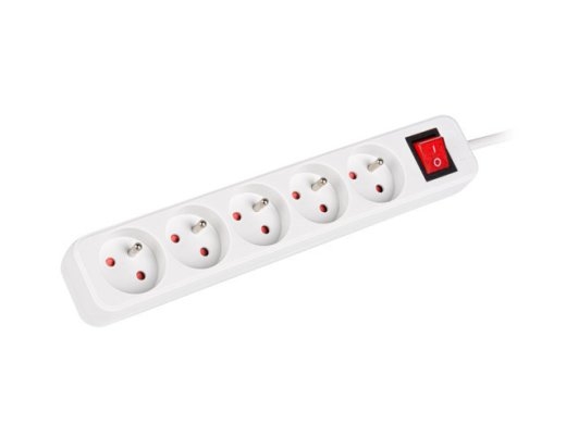 Lanberg Cable Power Strip, 5X French Outlets with Switch, Quality-Grade Copper, 3 m PS1-05E-0300-W