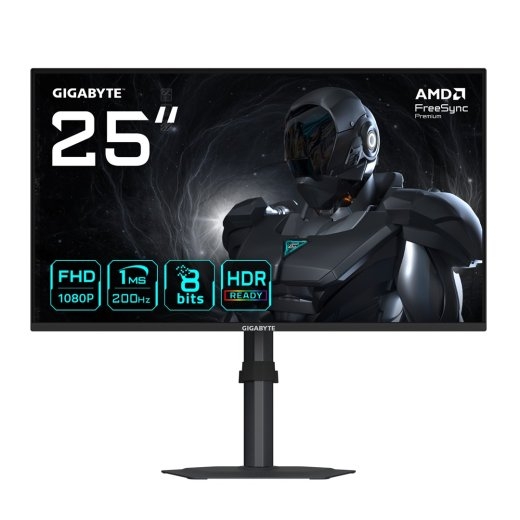 GIGABYTE G25F2 24.5" FHD Gaming Monitor - 1920 x 1080, 200Hz, 1ms, 300 cd/m², Display HDR 10, HDMI 2.0, Displayport 1.4