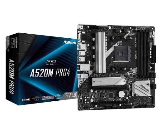 Motherboard A520M Pro4 AM4 4DDR4 HDMI/DP/VGA M.2 mATX