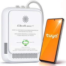 Qoltec 52654 2in1 natural gas and carbon monoxide (CO) leak detector CH4 CO NG Tuya Wi-Fi 85dB alarm LED
