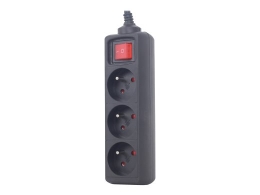 EnerGenie Power strip, 3 FR sockets, 10 A, C14 plug EG-PSU3F-01