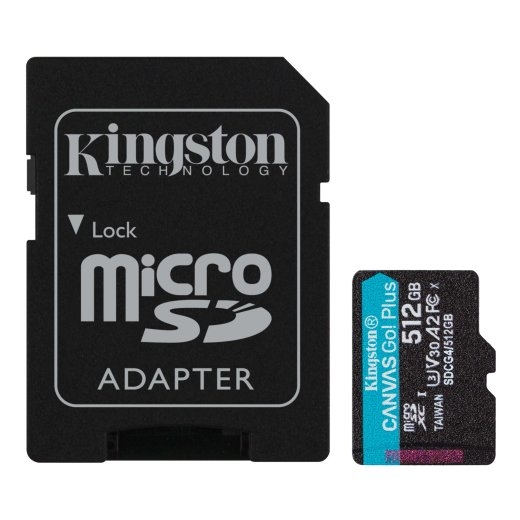 Kingston Canvas Go! Plus 512 microSD Flash memory class Class 10, UHS-I, U3, V30, A2