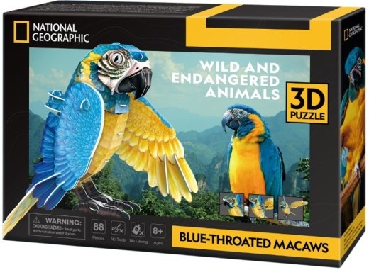Puzzle 3D 88 pieces Blue-throated macaws