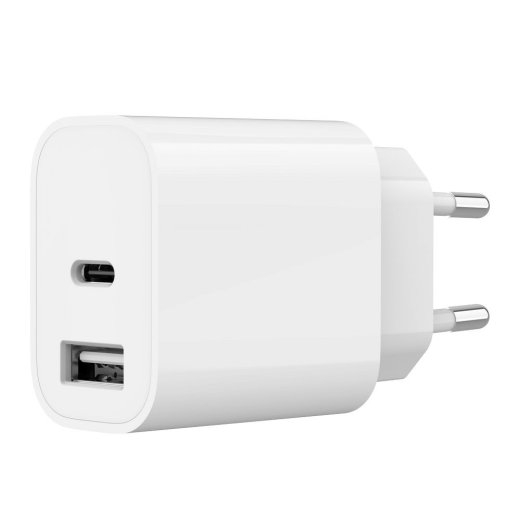 Gembird Universal charger USB-A+C, 2.4A, white